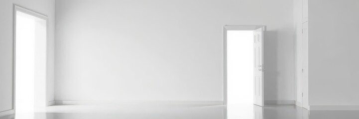 Obraz premium An open white door with a bright white background, concept, background, white