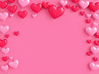 Heart background Valentine wallpaper featuring pink love hearts in a 3D render, digital art, holiday