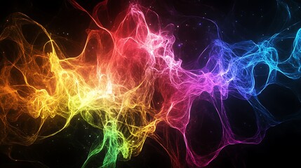 Obraz premium Abstract glowing lines forming a digital web with shifting colors and light effects.