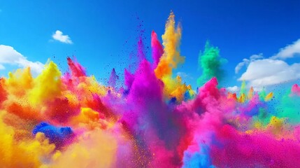 A colorful explosion of smoke and fire in the sky