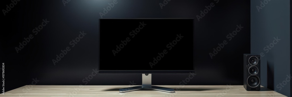 Wall mural computer screen mockup with modern design and blank display for customization, display, monitor, ele