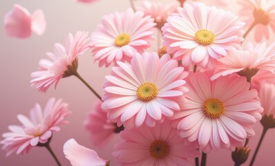 Delicate pink daisies in soft light