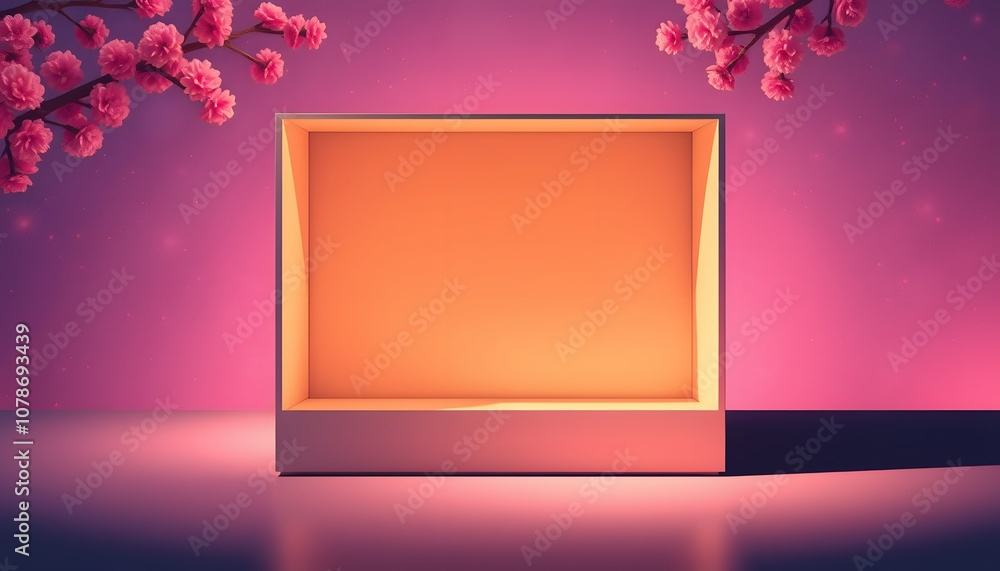 Poster A Visually Striking Social Media Poster Template Featuring an Empty Box Set Against a Beautiful Background for Creative Use