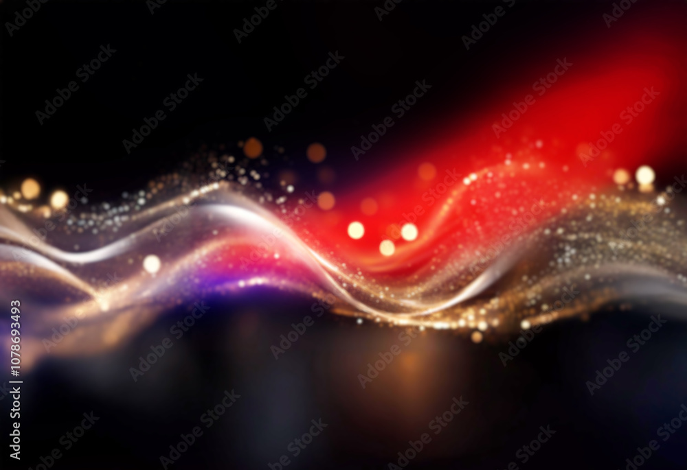 Aufkleber A wave of sparkling gold particles and bokeh on a dark background.