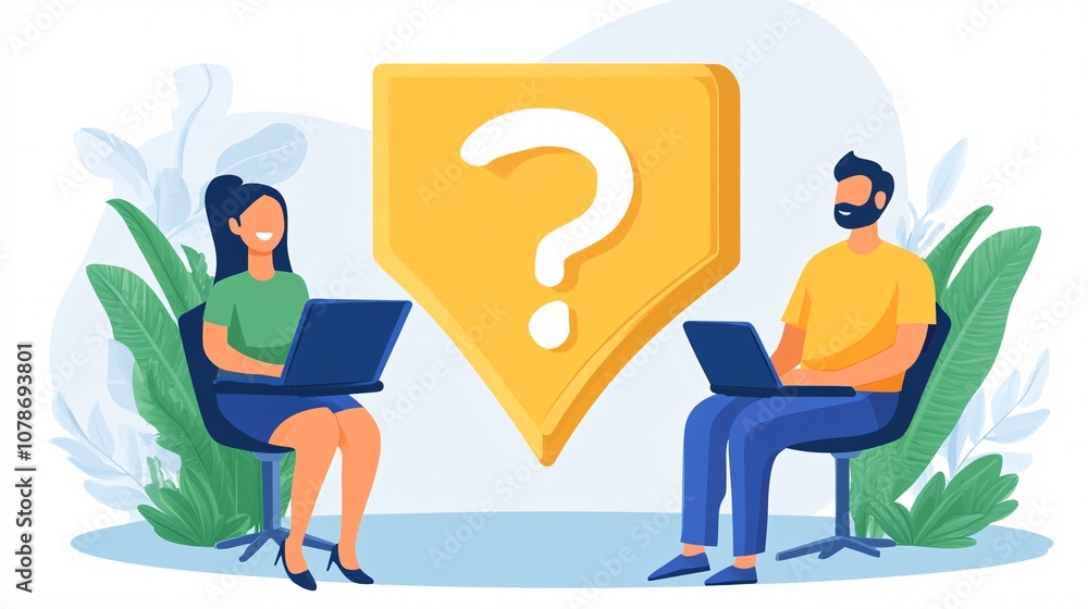 Poster Customer service agent attentively assisting a customer with a product question, highlighting engagement and customer-first approach with side empty space for text Stockphoto style