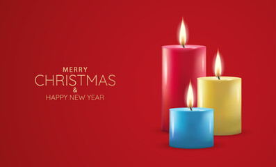 Vector illustration of Christmas and New Years. Christmas composition with candles.
