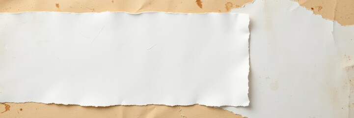 Obraz premium A close-up shot of a torn white paper background with visible text remnants, creating a grungy aesthetic, distressed, communication, torn