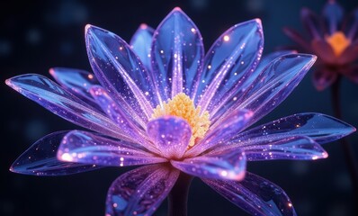 Stunning purple water lily in bloom