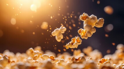 Fototapeta premium Popcorn kernels scattered close up isolated