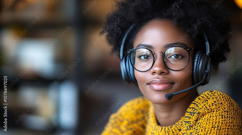 Leinwandbilder customer service agent with a headset, taking notes in a well-lit office, focused on providing solut