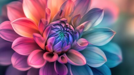 Obraz premium A vibrant, multicolored flower showcasing intricate petals and a mesmerizing spiral center.