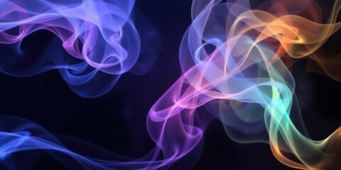 Obraz premium Swirling smoke veils dancing under vibrant lights against a dark backdrop, veils, hypnotic, dynamic
