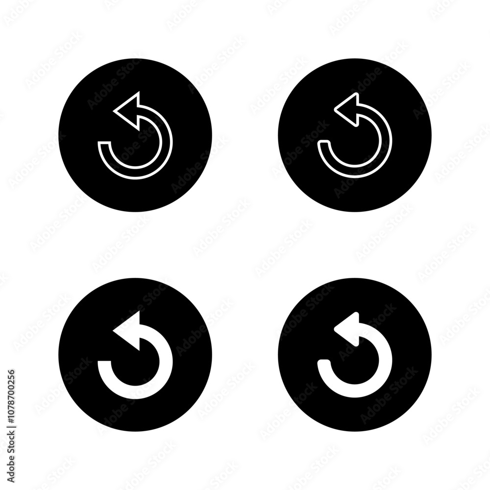 Poster repeat, refresh icon on black circle. loop arrow sign symbol