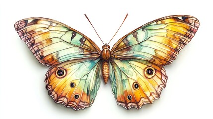 Fototapeta premium Tropical_butterfly_isolated_on_a_white_background.Watercolo