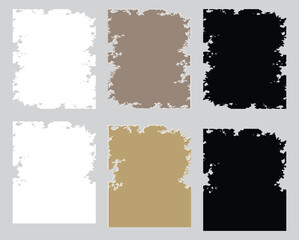 Grunge old vintage paper texture. Pigmentation spot grey paper textured. White parchment paper craft. Torn sheets of paper rectangle cardboard background close up. Crumpled brown paper ripped message