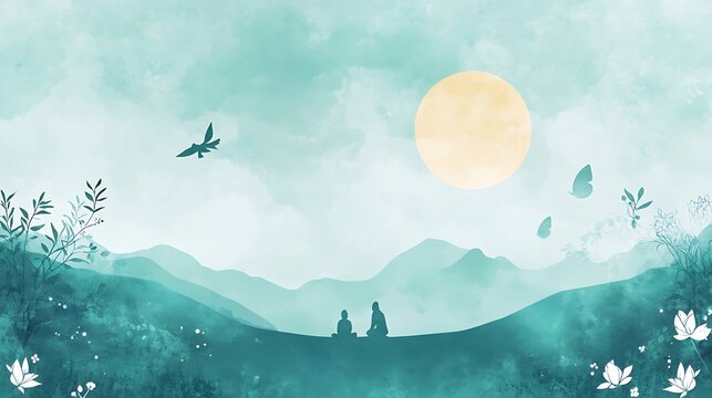 A simple, calming banner design for World Mental Health Day, featuring a serene background with supportive messages and symbols of mental well-being.