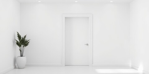 White open and closed doors with doorframe on white background, room, design, plain