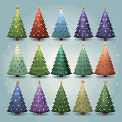 Obraz premium Christmas tree element collection in flat design