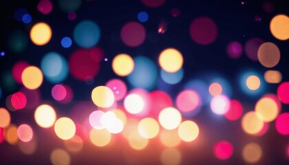 Obraz premium A vibrant bokeh effect with colorful, out-of-focus lights in red, blue, purple, and white hues, creating a festive atmosphere. AI generated. 