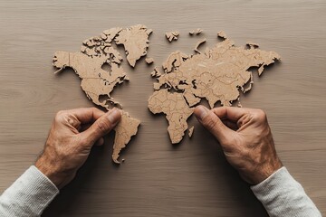 Two hands tear apart a global map highlighting the impact of trade wars on globalization