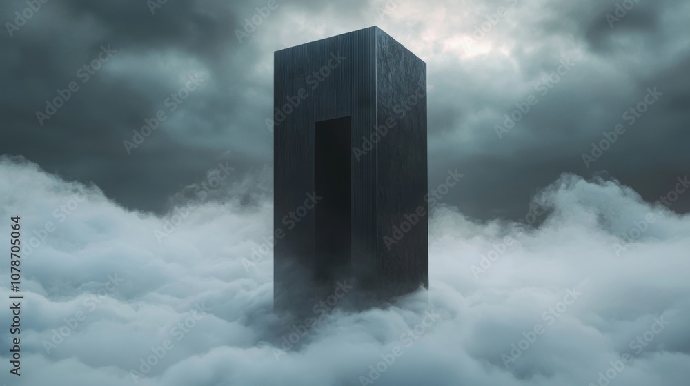 Aufkleber a tall building with a large hole in the middle of it is surrounded by a thick c