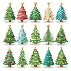 Obraz premium Christmas tree element collection in flat design