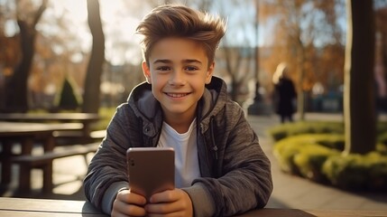 Captivating Moments: A Charming Boy Blogger Unleashes His Creativity in the Park, Documenting his Vi