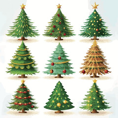 Christmas tree element collection in flat design