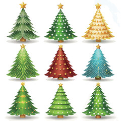 Obraz premium Christmas tree element collection in flat design