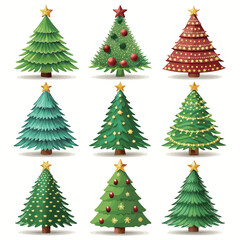 Fototapeta premium Christmas tree element collection in flat design