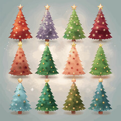 Obraz premium Christmas tree element collection in flat design
