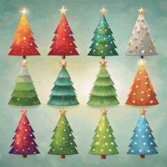 Fototapeta premium Christmas tree element collection in flat design