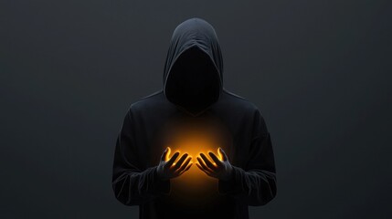 A person is holding a glowing object in their hands