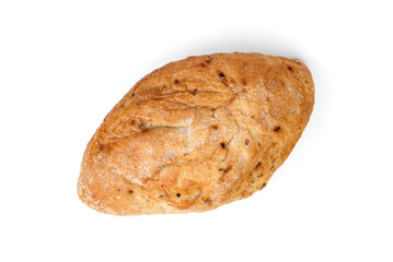 Wheat bread with seeds isolated on white background.