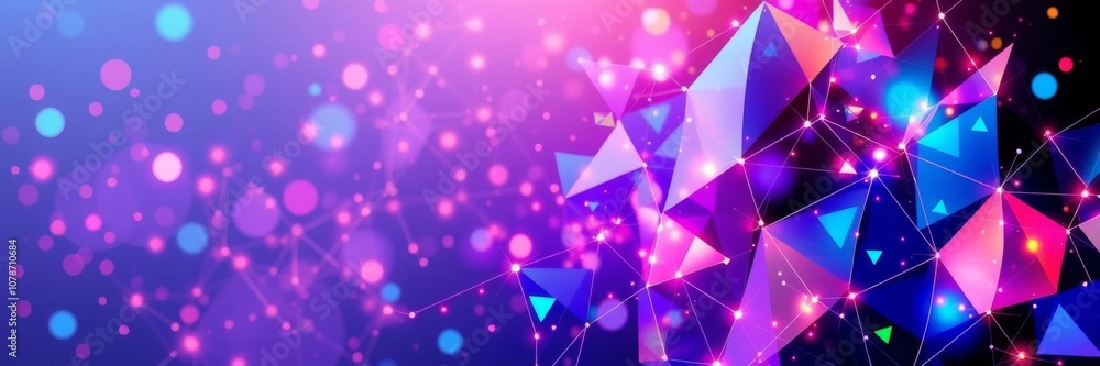Poster modern tech background with glossy violet and orange cubes arranged in a precise pattern, modern, ge