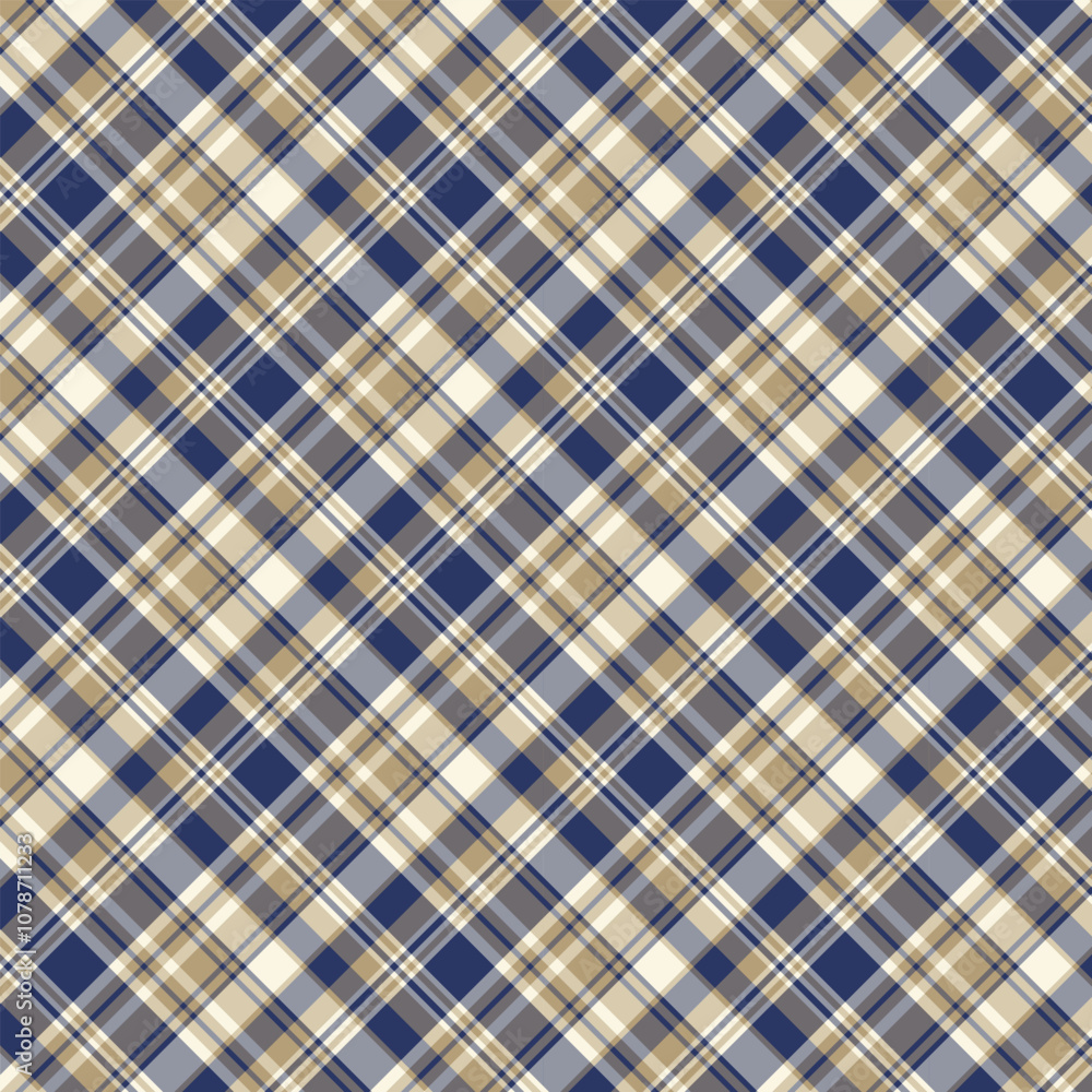 Wall mural plaid repeat pattern in brown and blue.checkered tartan gingham seamless pattern. geometric graphic 