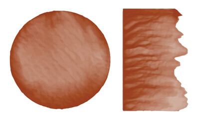 Grunge old vintage paper textured effect. Brush pigmentation spot brown background texture. Square parchment paper craft. Torn sheets part of paper round cardboard. Crumpled brown paper ripped message