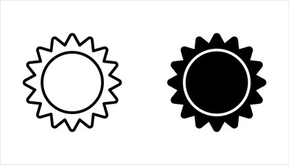 Sun or Brightness Icon set. Vector Illustration for web design, isolated on white background.