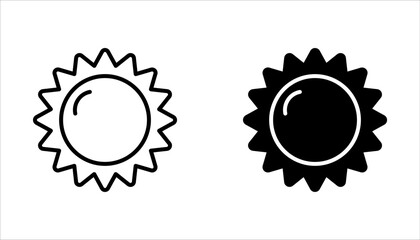 Sun or Brightness Icon set. Vector Illustration for web design, isolated on white background.