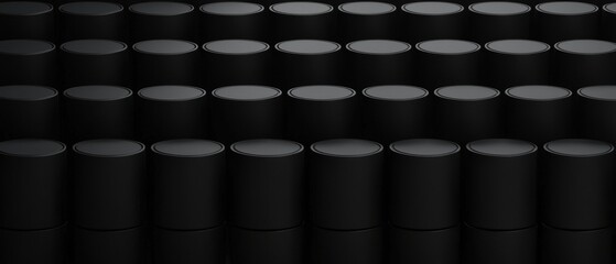 Obraz premium A black and white image of many black cylinders