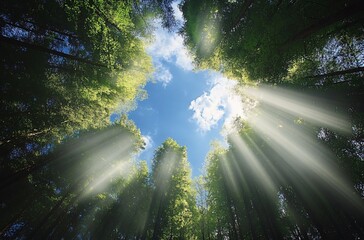 Obraz premium Sunlight Through Forest Canopy