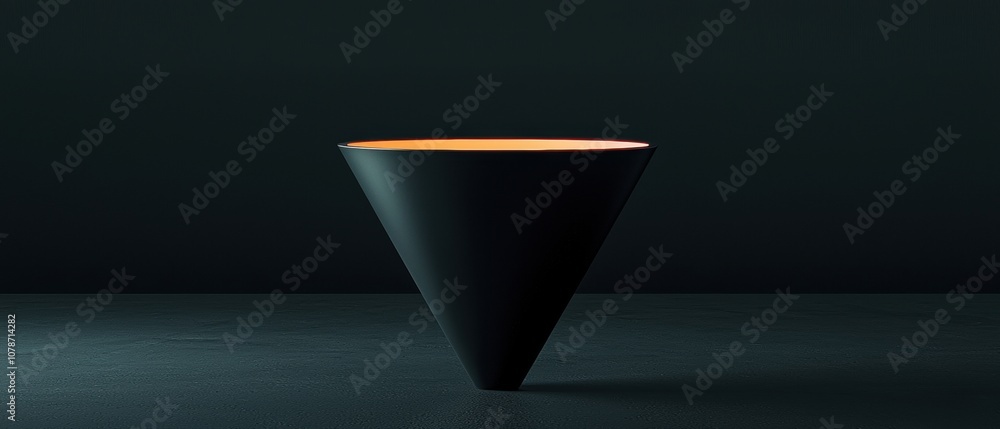 Poster a black cone shaped object with a light inside