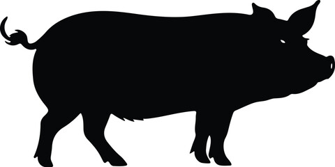 Vector pig silhouette. Pig silhouette icon isolated on white background.