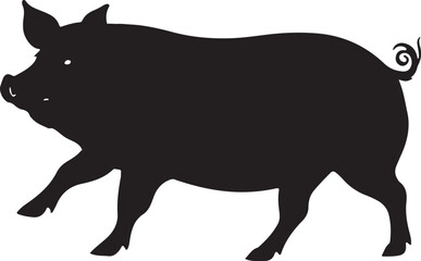 Vector pig silhouette. Pig silhouette icon isolated on white background.