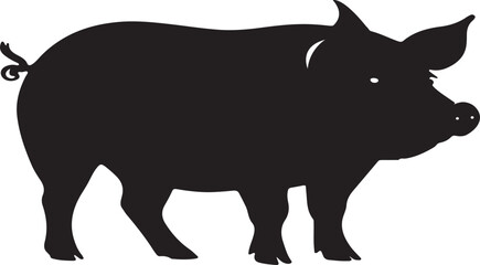Vector pig silhouette. Pig silhouette icon isolated on white background.