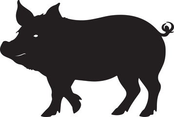 Vector pig silhouette. Pig silhouette icon isolated on white background.