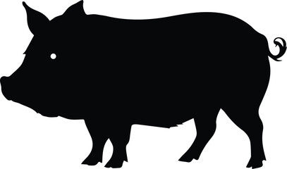 Vector pig silhouette. Pig silhouette icon isolated on white background.
