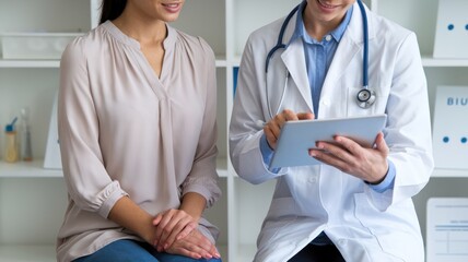 Doctor consulting with patient, discussing health concerns and treatment options.