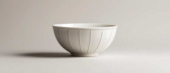 A white bowl with black lines on it