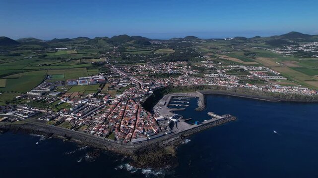 Vista A&eacute;rea da Vila de Rabo de Peixe &ndash; Ilha de S&atilde;o Miguel, A&ccedil;ores, Portugal